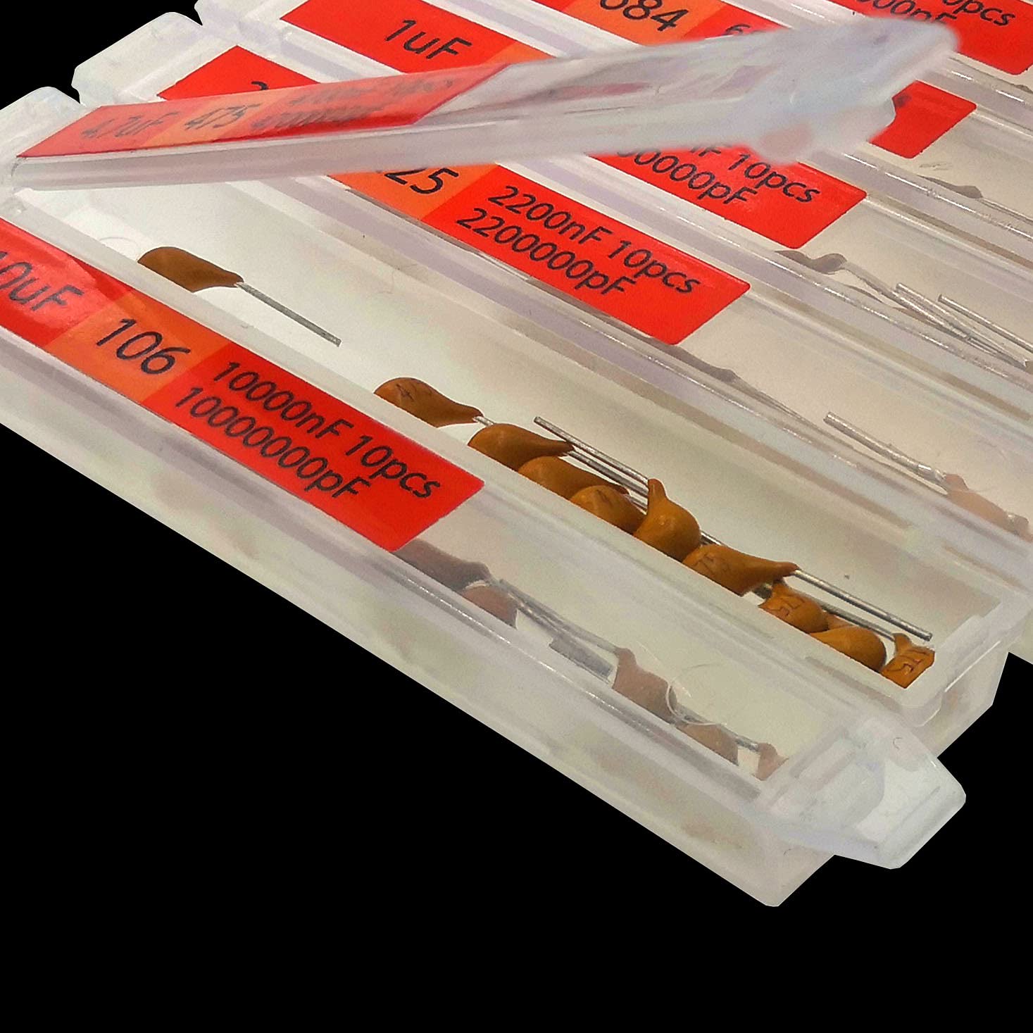 EEEEE EEEEE 30 Value 300 pcs Multilayer Monolithic Ceramic Capacitor Assortment kit 10pf?10uF Individual Box Lid pf nf uf (300 pcs) - View 4 of 5