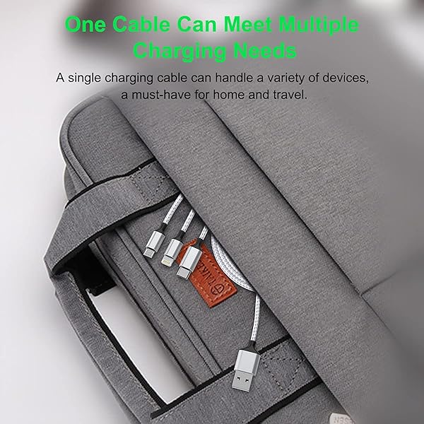 MTAKYI Multi 3 in 1 USB Long iPhone Charging Cable 1.8M Nylon Braided Universal Charger Cord for Android Apple Samsung LG Pixel Huawei XiaoMi Gray - View 7 of 8