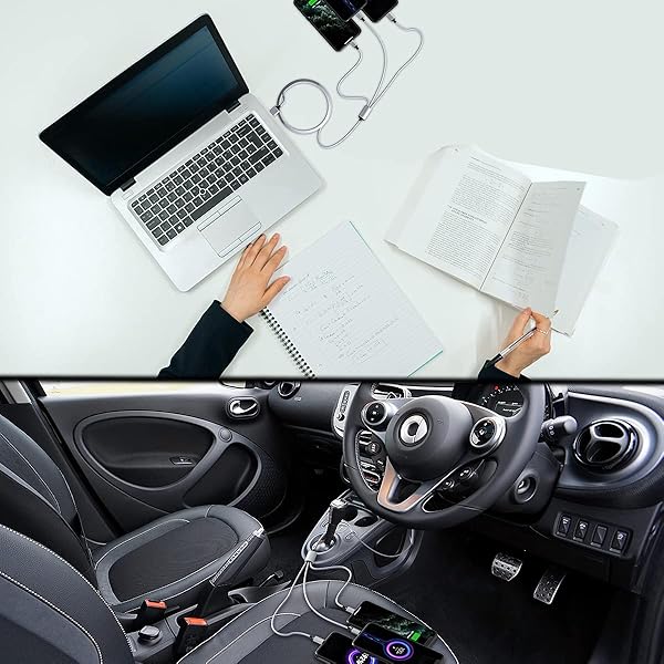 MTAKYI Multi 3 in 1 USB Long iPhone Charging Cable 3M Nylon Braided Universal Charger Cord for Android Apple Samsung LG Pixel Huawei XiaoMi Gray - View 8 of 8