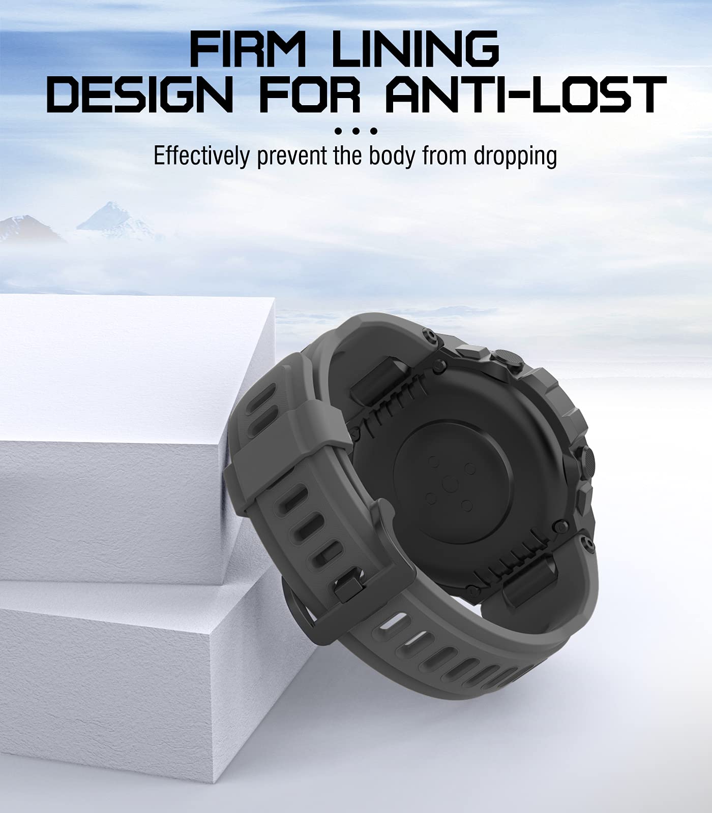 MoKo MoKo Soft Silicone Watch Band for Amazfit T-Rex T-Rex Pro Smartwatch Breathable Replacement Sport Strap Dark Gray - View 5 of 7