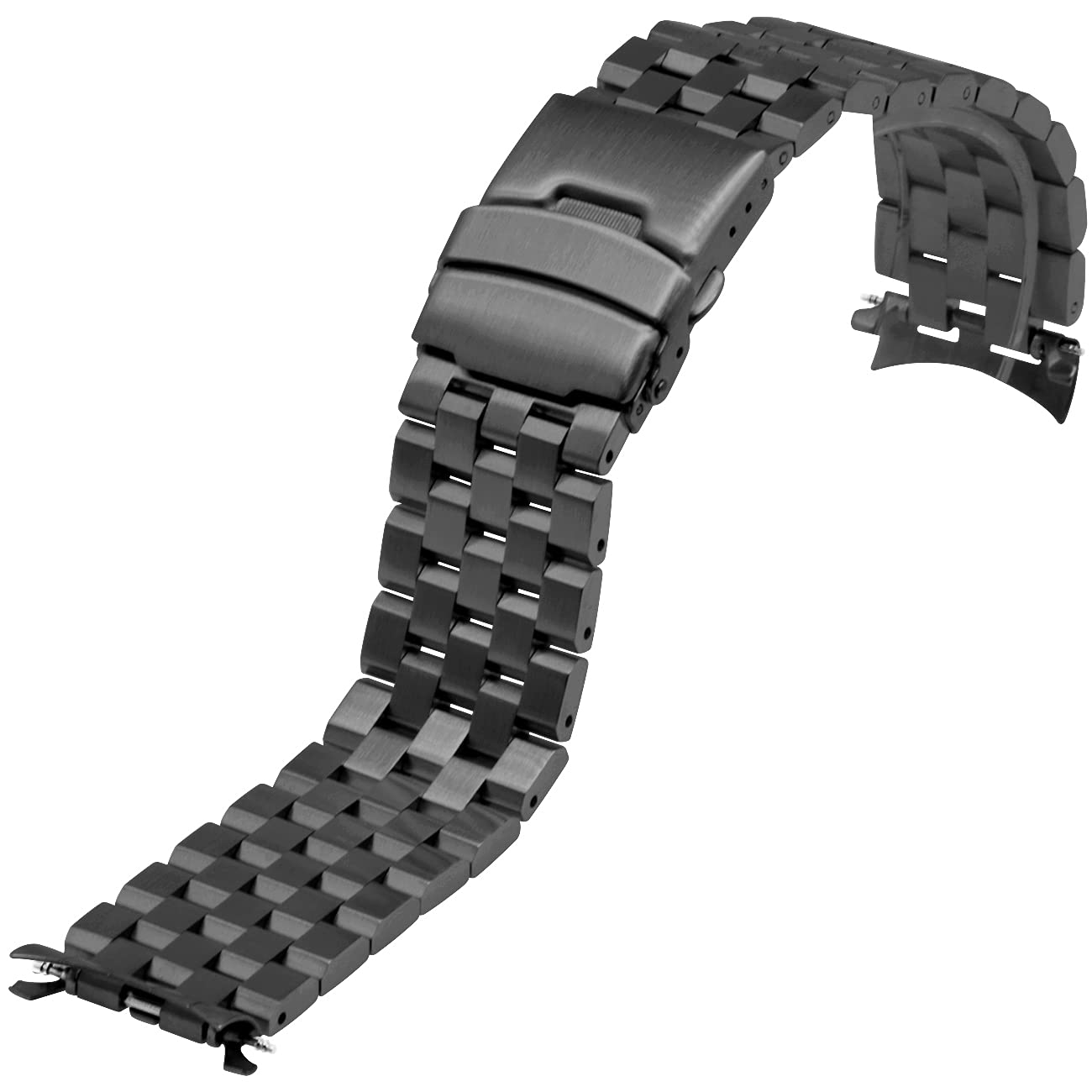 Kai Tian Kai Tian 22mm Curved Ends Stainless Steel Watch Band 5 Rows Matte Strap for Men Women with Deployment Clasp Black - View 2 of 7