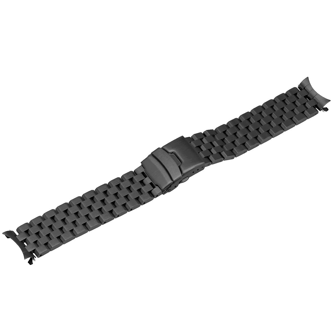Kai Tian Kai Tian 22mm Curved Ends Stainless Steel Watch Band 5 Rows Matte Strap for Men Women with Deployment Clasp Black - View 3 of 7