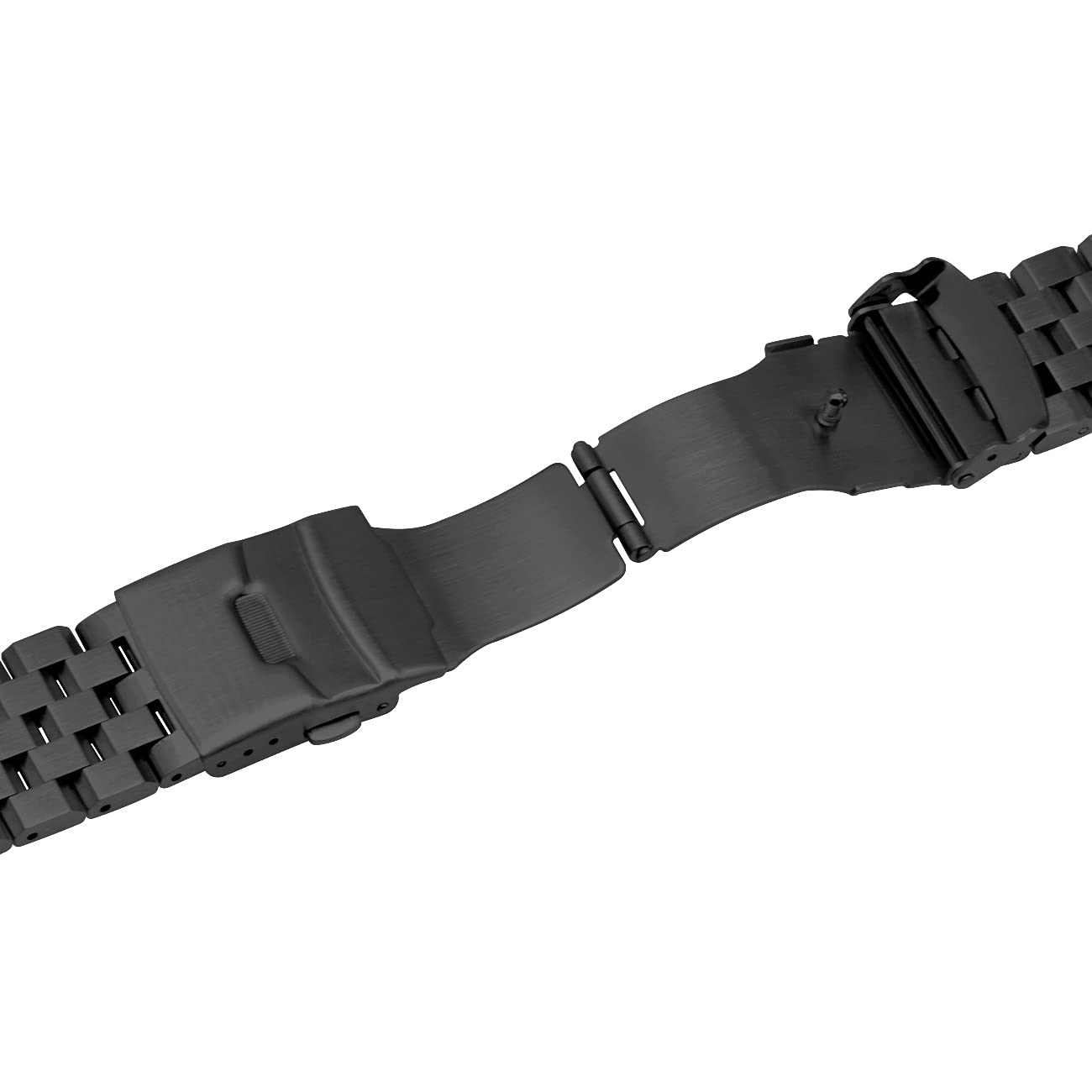 Kai Tian Kai Tian 22mm Curved Ends Stainless Steel Watch Band 5 Rows Matte Strap for Men Women with Deployment Clasp Black - View 4 of 7