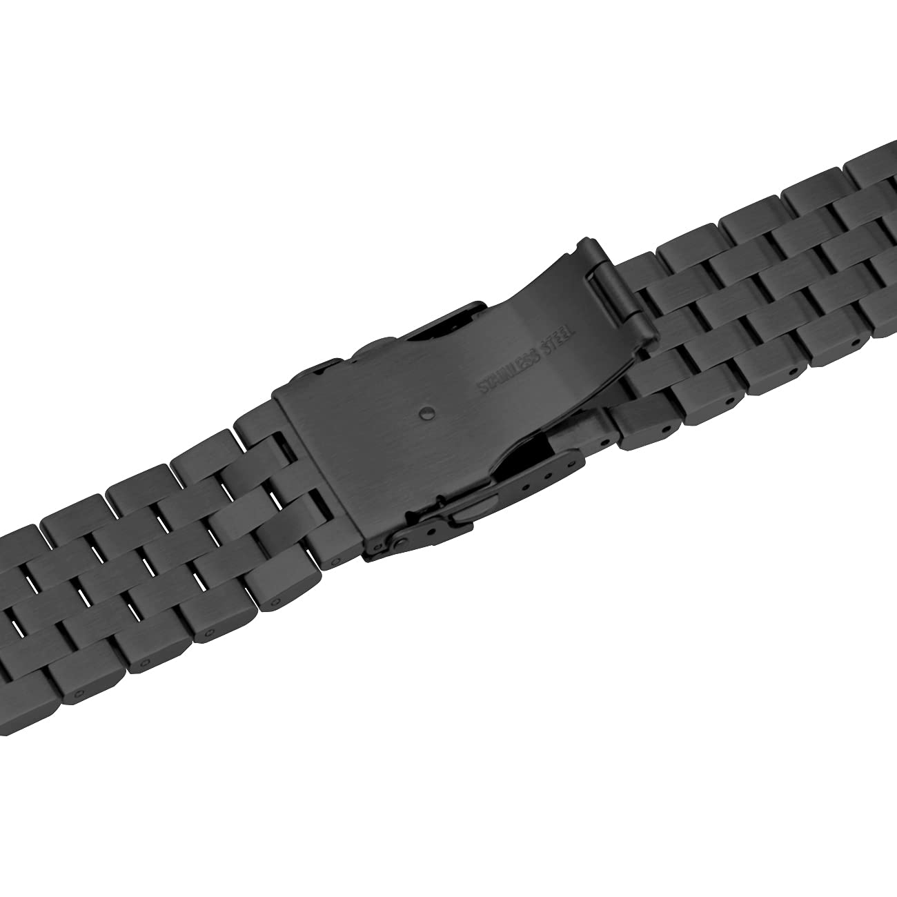 Kai Tian Kai Tian 22mm Curved Ends Stainless Steel Watch Band 5 Rows Matte Strap for Men Women with Deployment Clasp Black - View 5 of 7