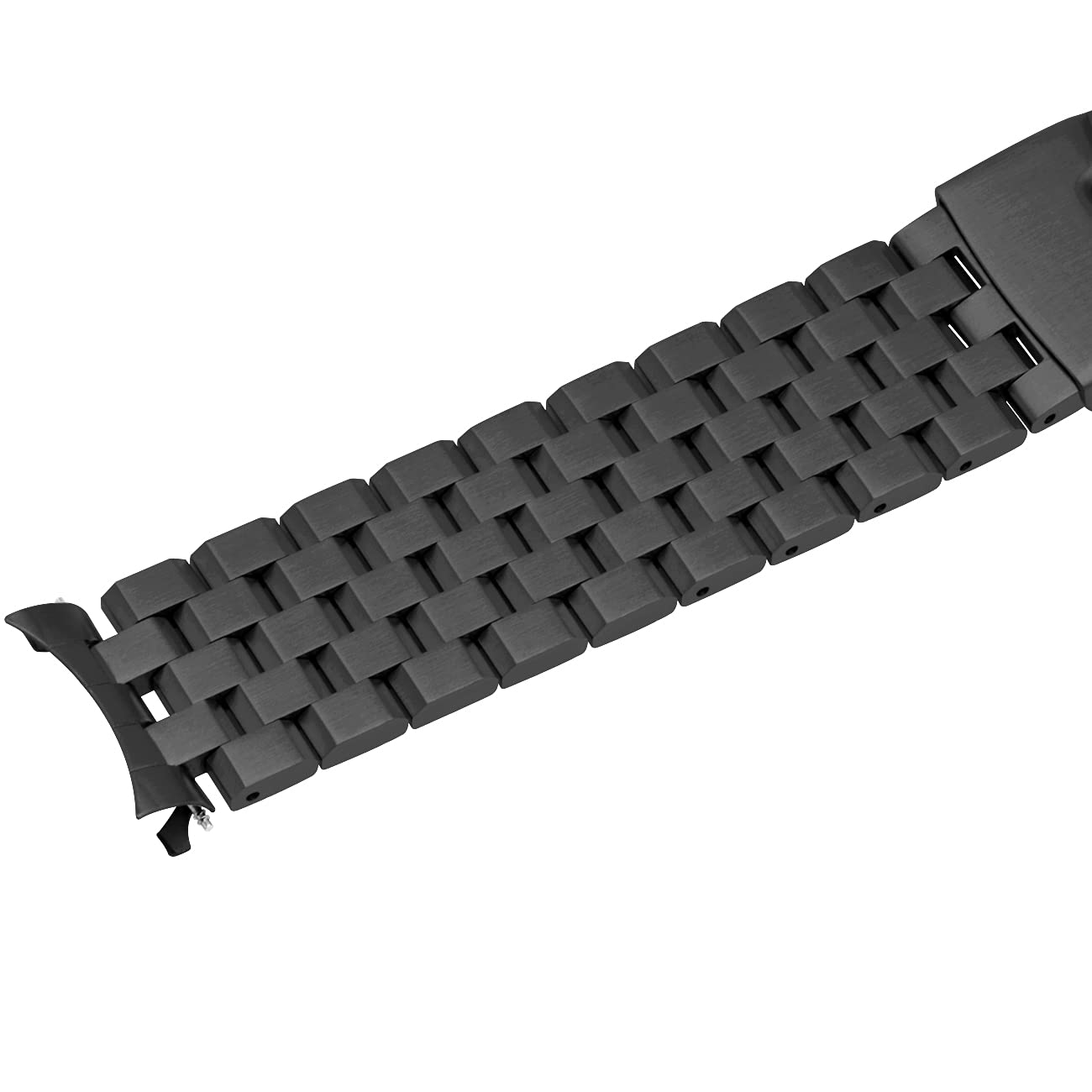 Kai Tian Kai Tian 22mm Curved Ends Stainless Steel Watch Band 5 Rows Matte Strap for Men Women with Deployment Clasp Black - View 6 of 7