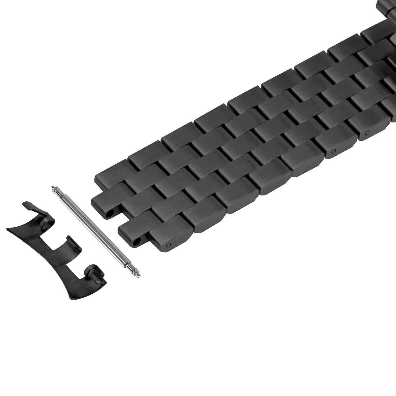 Kai Tian Kai Tian 22mm Curved Ends Stainless Steel Watch Band 5 Rows Matte Strap for Men Women with Deployment Clasp Black - View 7 of 7