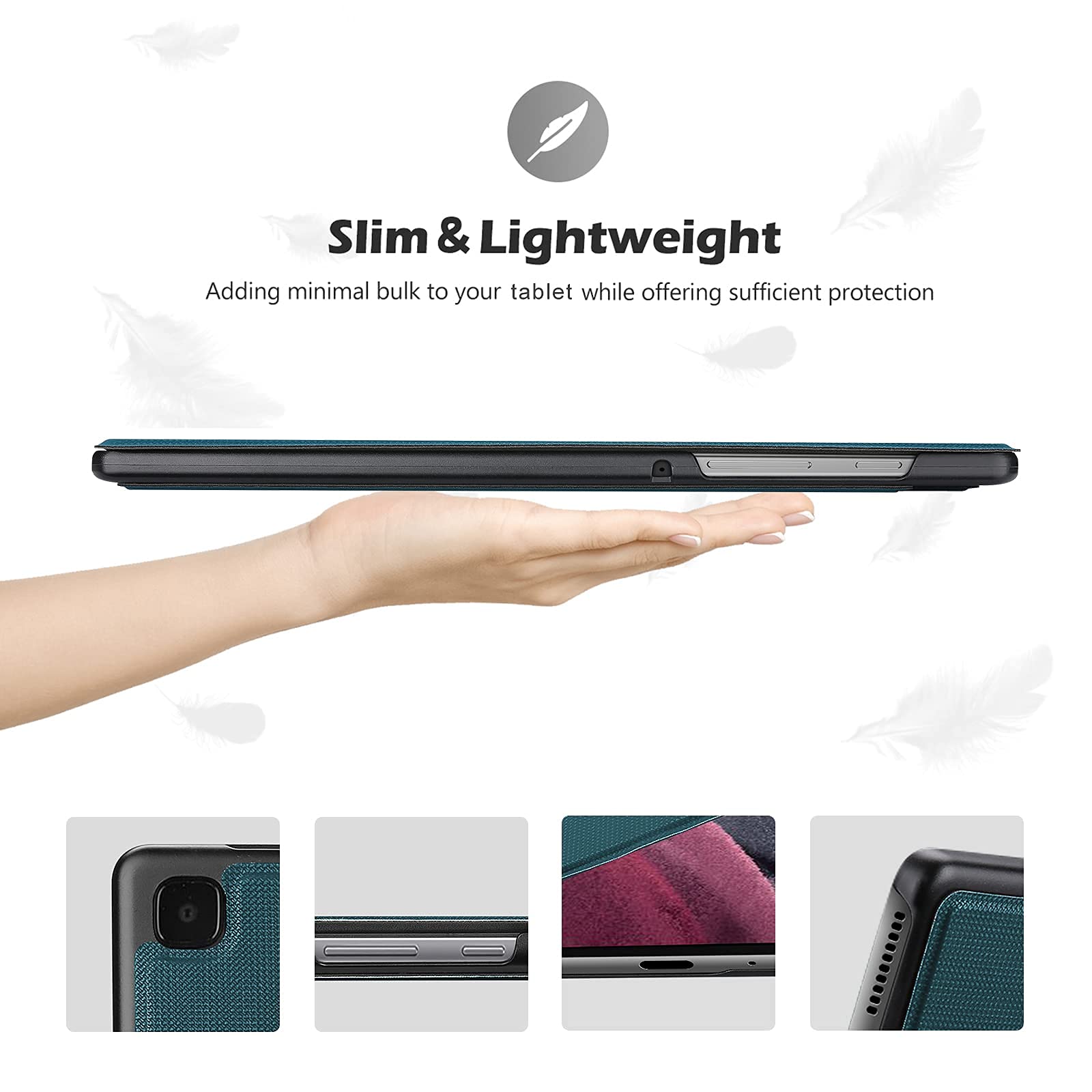 ProCase ProCase Slim Stand Protective Case for Samsung Galaxy Tab A7 Lite 8.7 Inch 2021 Teal Folio Cover for SM-T220 T225 T227 - View 4 of 7