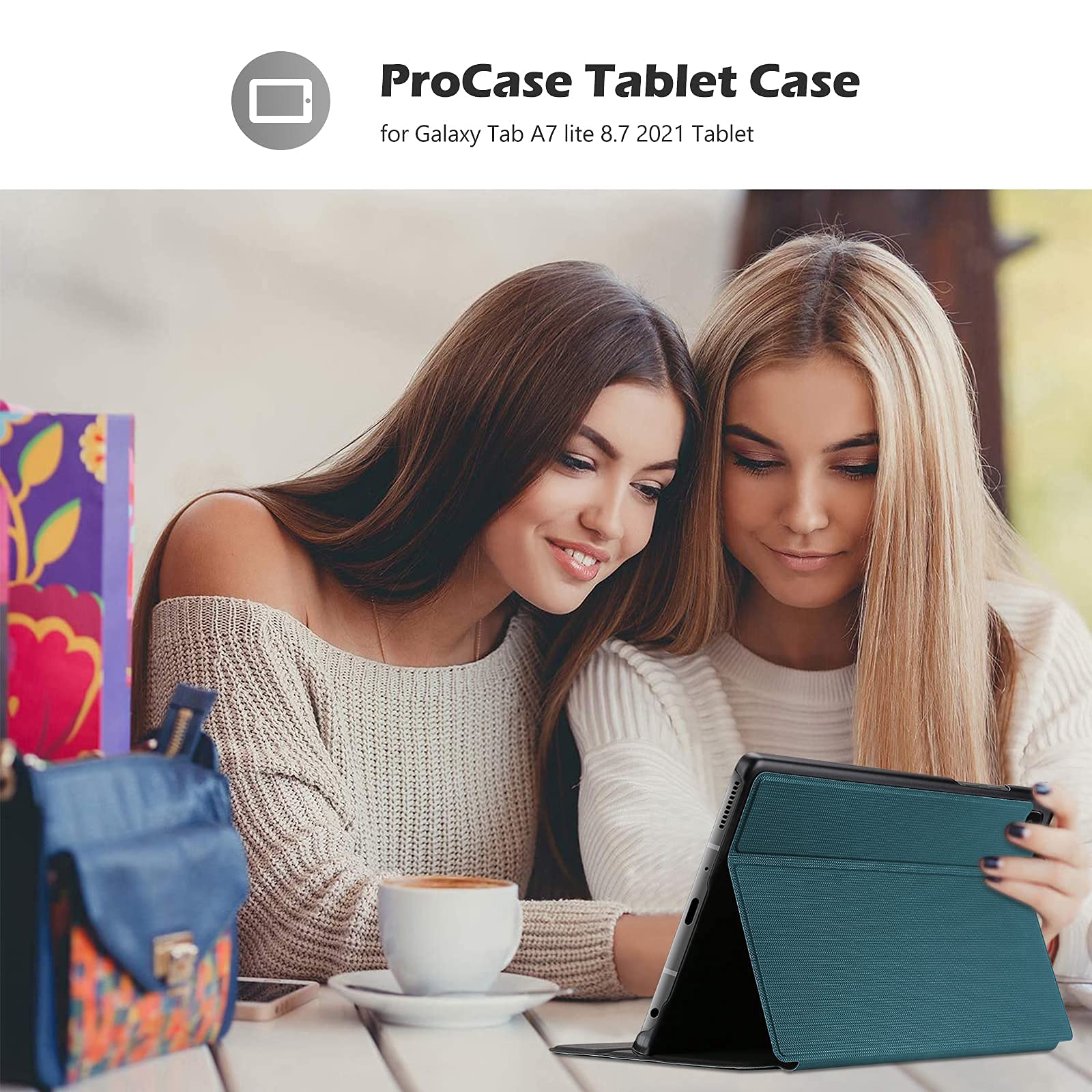 ProCase ProCase Slim Stand Protective Case for Samsung Galaxy Tab A7 Lite 8.7 Inch 2021 Teal Folio Cover for SM-T220 T225 T227 - View 7 of 7