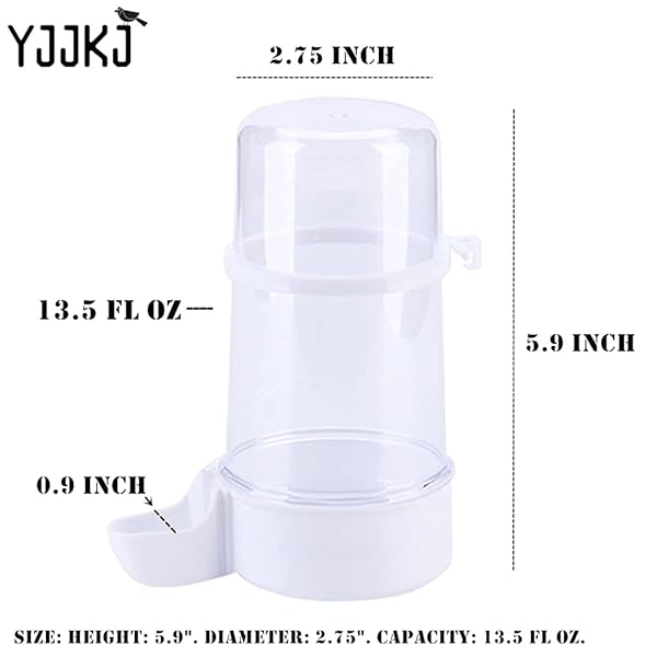 YJJKJ YJJKJ Pet Bird Water Feeder 13.5 Oz Automatic Dispenser for Parakeets Budgies Cockatiels and Lovebirds - View 7 of 7