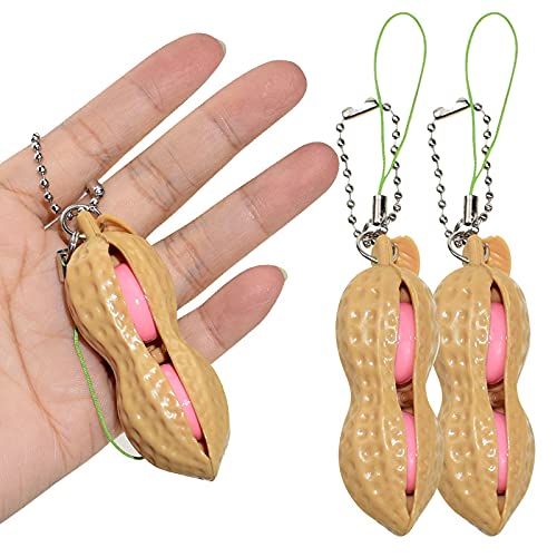 Ganjiang Ganjiang 6PCS Squeeze Bean Keychain Fidget Toys Set for Kids and Adults Includes 3 Pea and 3 Peanut Keychains - View 6 of 6