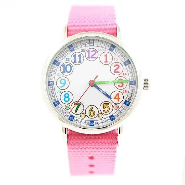 Bigbangbang Bigbangbang Kids Analog Watch for Boys and Girls Soft Cloth Band Easy Time Learning Toddler First Watch in Pink