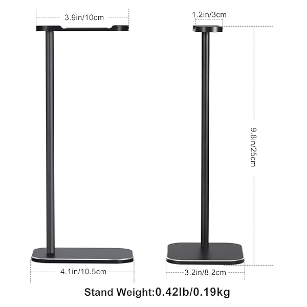 SHUOSUO Aluminum Headphone Stand with Solid Metal Base for Desk Compatible with Most Headphones Black - View 7 of 8