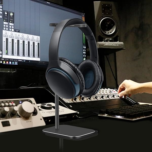 SHUOSUO Aluminum Headphone Stand with Solid Metal Base for Desk Compatible with Most Headphones Black - View 8 of 8