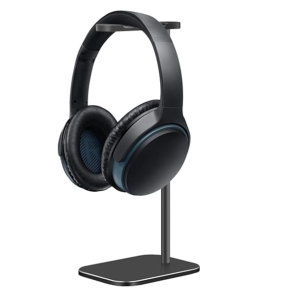 SHUOSUO Aluminum Headphone Stand with Solid Metal Base for Desk Compatible with Most Headphones Black - View 2 of 8