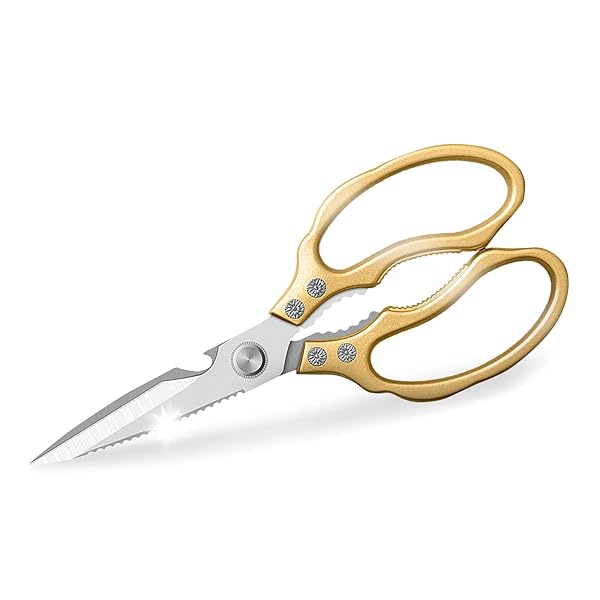 AWinjoy AWinjoy Heavy Duty Kitchen Scissors Sharp Shears Dishwasher Safe for Meat Chicken Fish Poultry Herb Bread Gold Kitchen Accessories - View 2 of 7