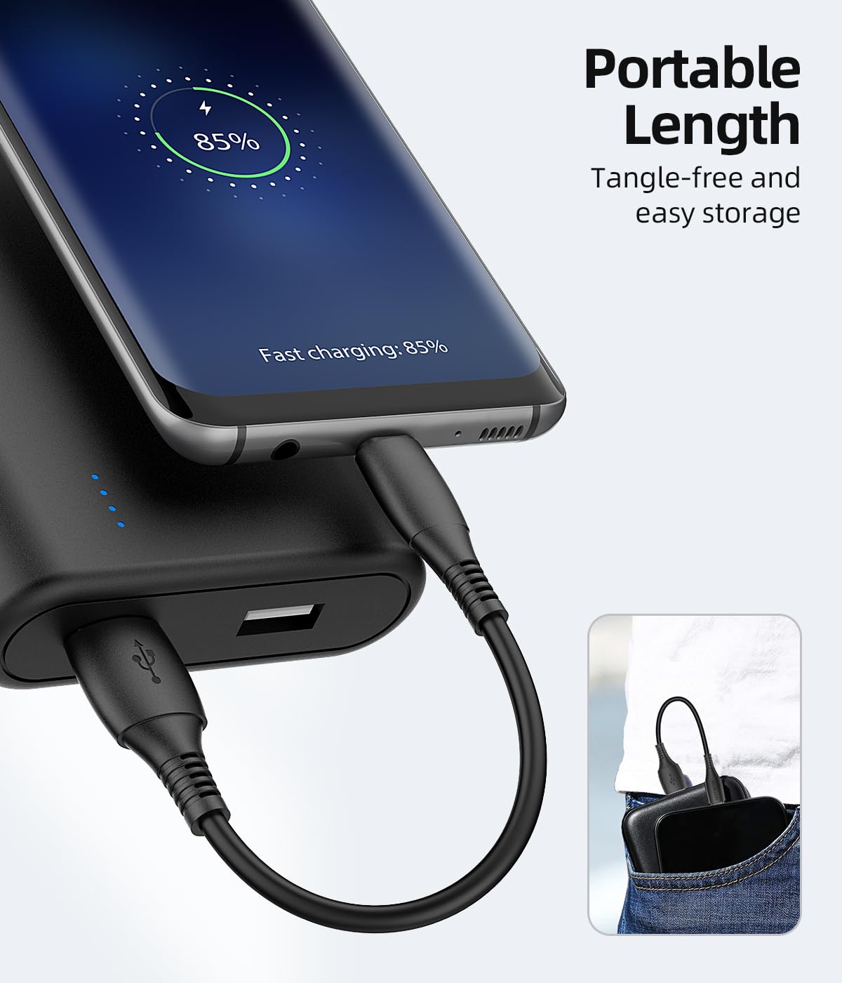 HOTNOW HOTNOW Micro USB Cable 0.5ft 3 Pack Short Durable Fast Charging Cord for Samsung Galaxy S7 S6 Note 5 PS4 and More - View 4 of 7