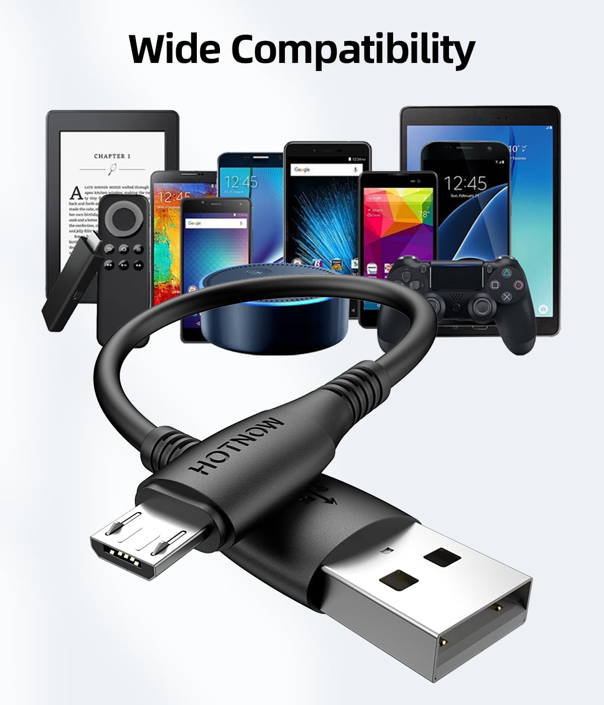 HOTNOW HOTNOW Micro USB Cable 0.5ft 3 Pack Short Durable Fast Charging Cord for Samsung Galaxy S7 S6 Note 5 PS4 and More - View 7 of 7