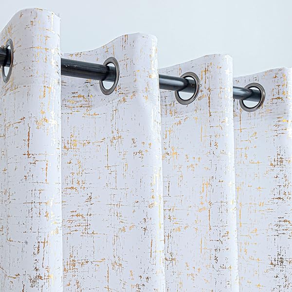 Taisier Home Taisier Home White and Gold Shimmering Geometric Dots Curtains 95 Inch Light Filtering Decorative Drapes Set of 2 for Living Room Bedroom - View 3 of 8
