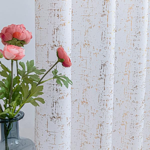 Taisier Home Taisier Home White and Gold Shimmering Geometric Dots Curtains 95 Inch Light Filtering Decorative Drapes Set of 2 for Living Room Bedroom - View 4 of 8