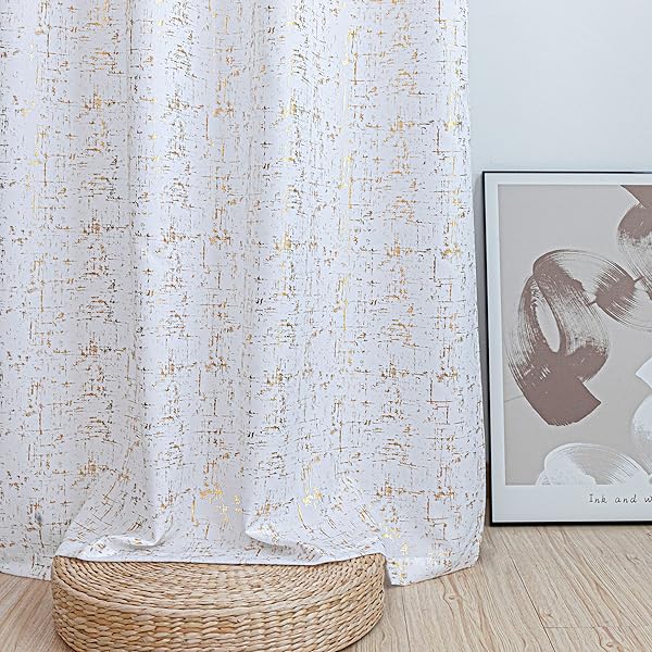 Taisier Home Taisier Home White and Gold Shimmering Geometric Dots Curtains 95 Inch Light Filtering Decorative Drapes Set of 2 for Living Room Bedroom - View 6 of 8
