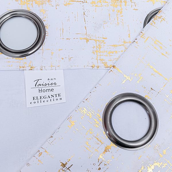 Taisier Home Taisier Home White and Gold Shimmering Geometric Dots Curtains 95 Inch Light Filtering Decorative Drapes Set of 2 for Living Room Bedroom - View 8 of 8