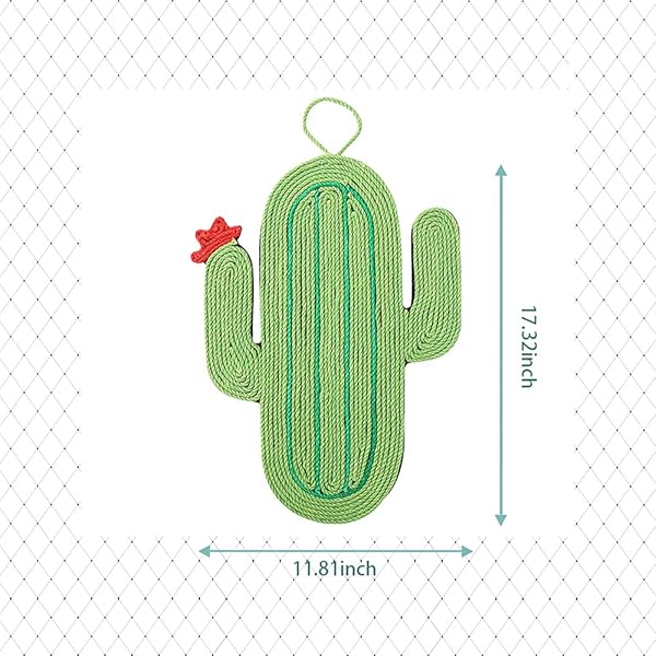 JOPOY JOPOY Cat Scratcher Mat Natural Sisal Horizontal Scratching Pad Rug for Indoor Cats Protects Carpets and Sofas Cactus Design - View 7 of 7