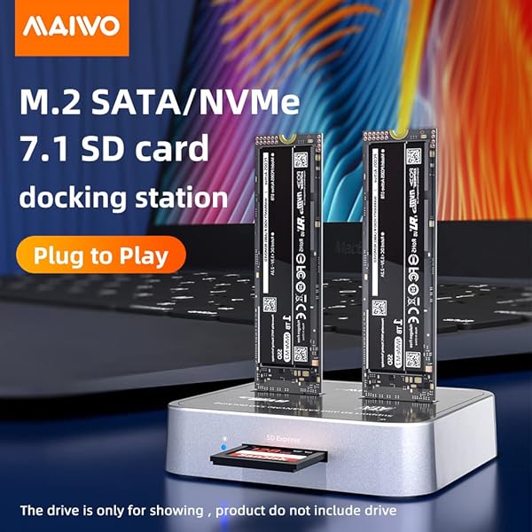 MAIWO MAIWO K3016SD 3-Bay SSD Docking Station: 10Gbps M.2 NVMe & SATA Reader Adapter for SD Express - View 4 of 9