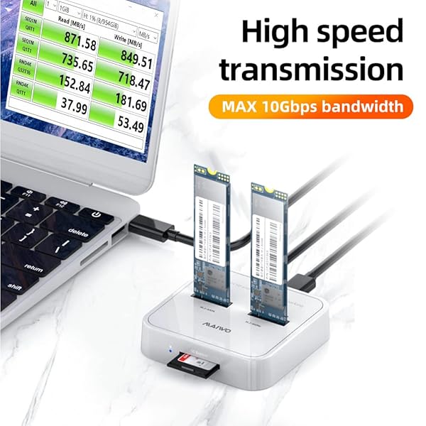 MAIWO MAIWO K3016SD 3-Bay SSD Docking Station: 10Gbps M.2 NVMe & SATA Reader Adapter for SD Express - View 5 of 9