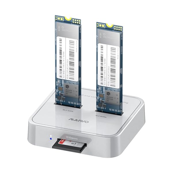 MAIWO MAIWO K3016SD 3-Bay SSD Docking Station: 10Gbps M.2 NVMe & SATA Reader Adapter for SD Express - View 2 of 9