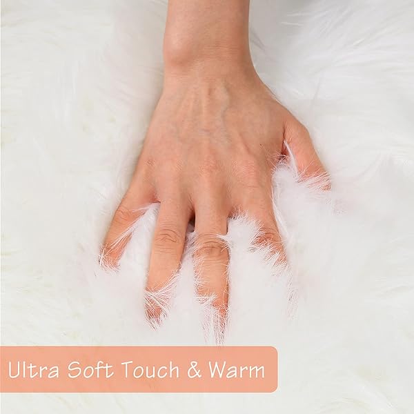 duduta Duduta White Faux Sheepskin Rugs 2 x 6 ft Fluffy Shag for Bedside Living Room Couch Sofa Covers - View 3 of 7