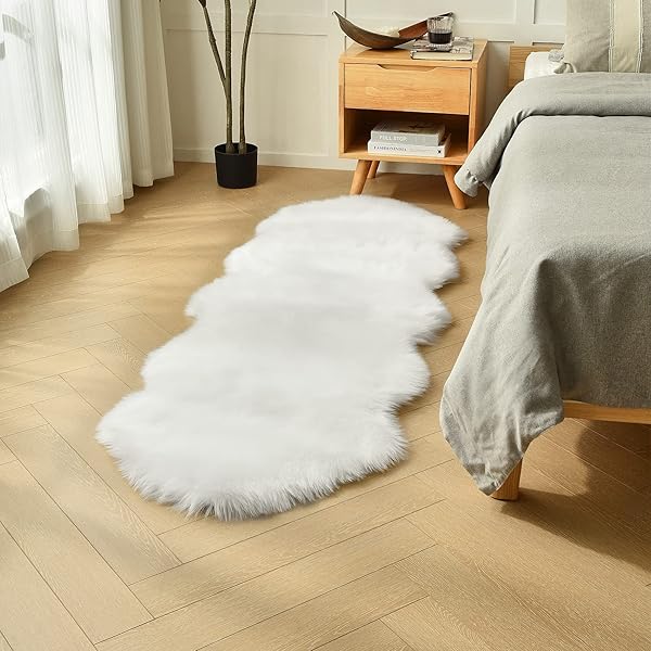 duduta Duduta White Faux Sheepskin Rugs 2 x 6 ft Fluffy Shag for Bedside Living Room Couch Sofa Covers - View 6 of 7