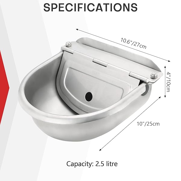 MAOPINER MAOPINER Automatic Water Dispenser for Dogs and Livestock Stainless Steel Waterer with Drainage Hole for Horses Cattle Goats and Sheep - View 3 of 7