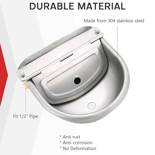 MAOPINER MAOPINER Automatic Water Dispenser for Dogs and Livestock Stainless Steel Waterer with Drainage Hole for Horses Cattle Goats and Sheep - View 4 of 7