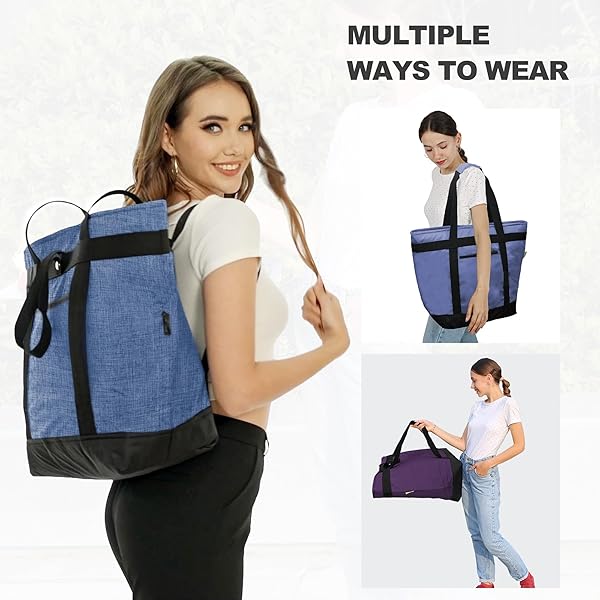 BeeGreen BeeGreen Large Insulated Cooler Bags for Picnic Grocery Travel Collapsible Soft Ice Chest Foldable Lunch Bag with Zipper Navy - View 6 of 10