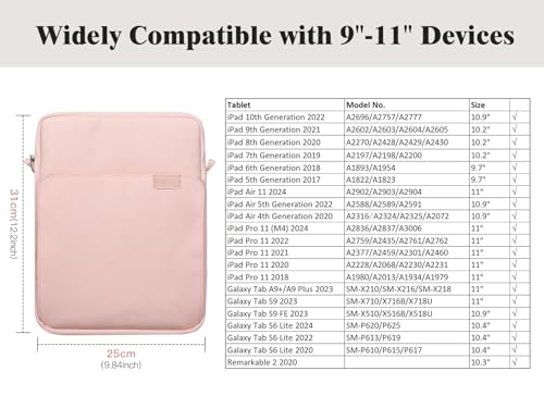 TiMOVO TiMOVO Pink Tablet Sleeve Case 9-11 Inch for Women Multiple Compartments Water Resistant Utility Style Unisex Adults - View 3 of 9