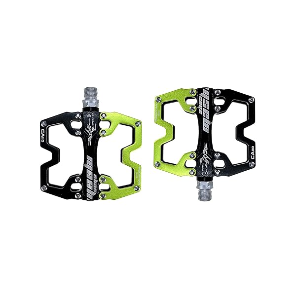 shanmashi "Shanmashi CA110 Black Green MTB Pedals - Ultra-Light Aluminum 9/16" Flat Bicycle Pedals for Adults"