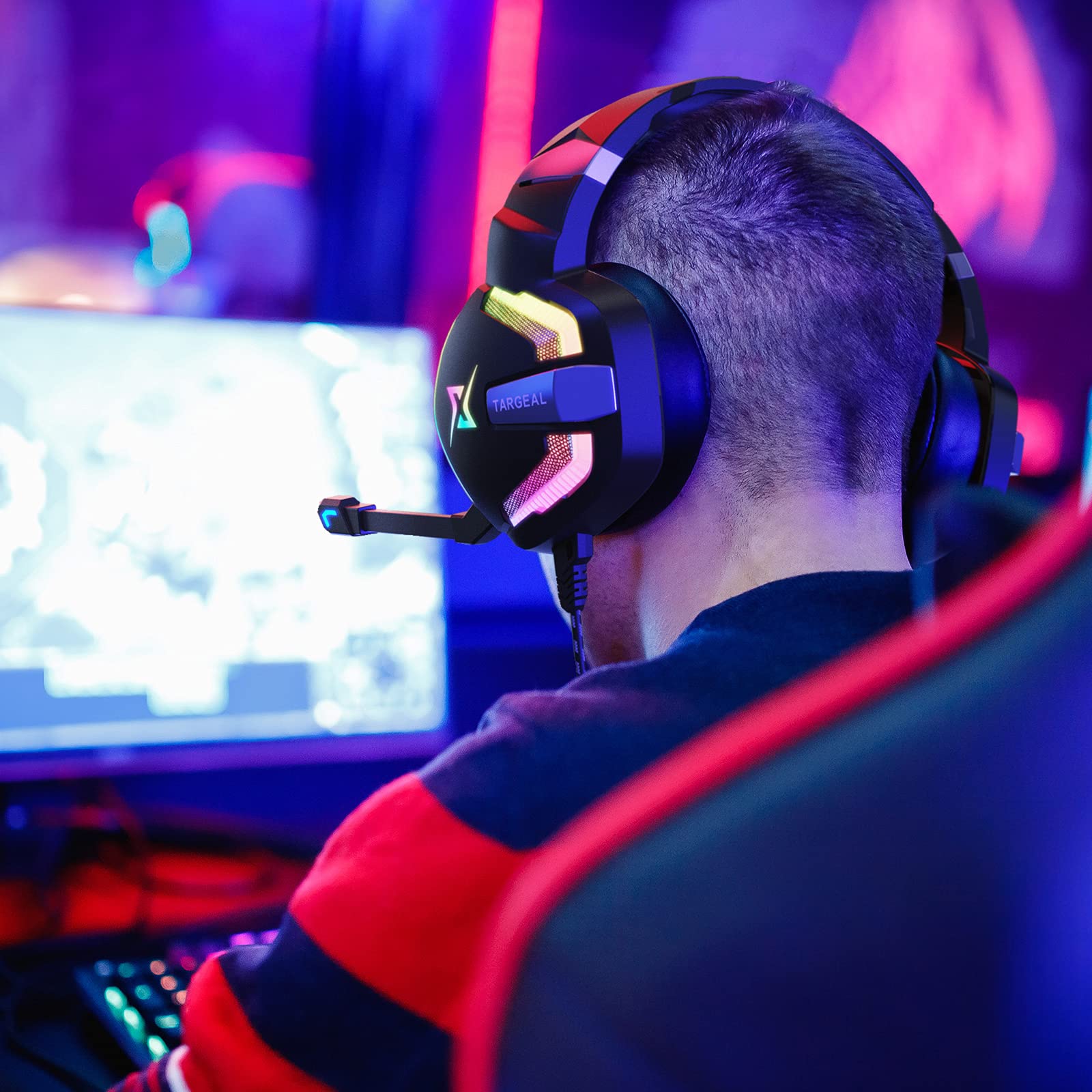 targeal Experience Immersive Sound: Targeal 7.1 Surround Sound Gaming Headset for PS5, PS4, PC & More - RGB LED & Noise-Canceling Mic - View 7 of 7