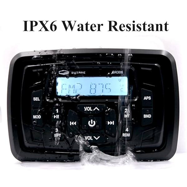 GUZARE GUZARE Marine Radio Bluetooth Audio System Package with Waterproof Stereo Receiver and 4 Inch Black Speakers for Boats ATV UTV Motorcycle - View 9 of 9