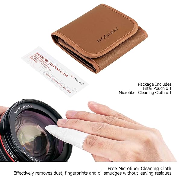 PROfezzion PROfezzion 3-Pocket Filter Pouch for 82mm Lens - Shock Resistant & Anti-Scratch Case with Microfiber Cloth - View 10 of 10