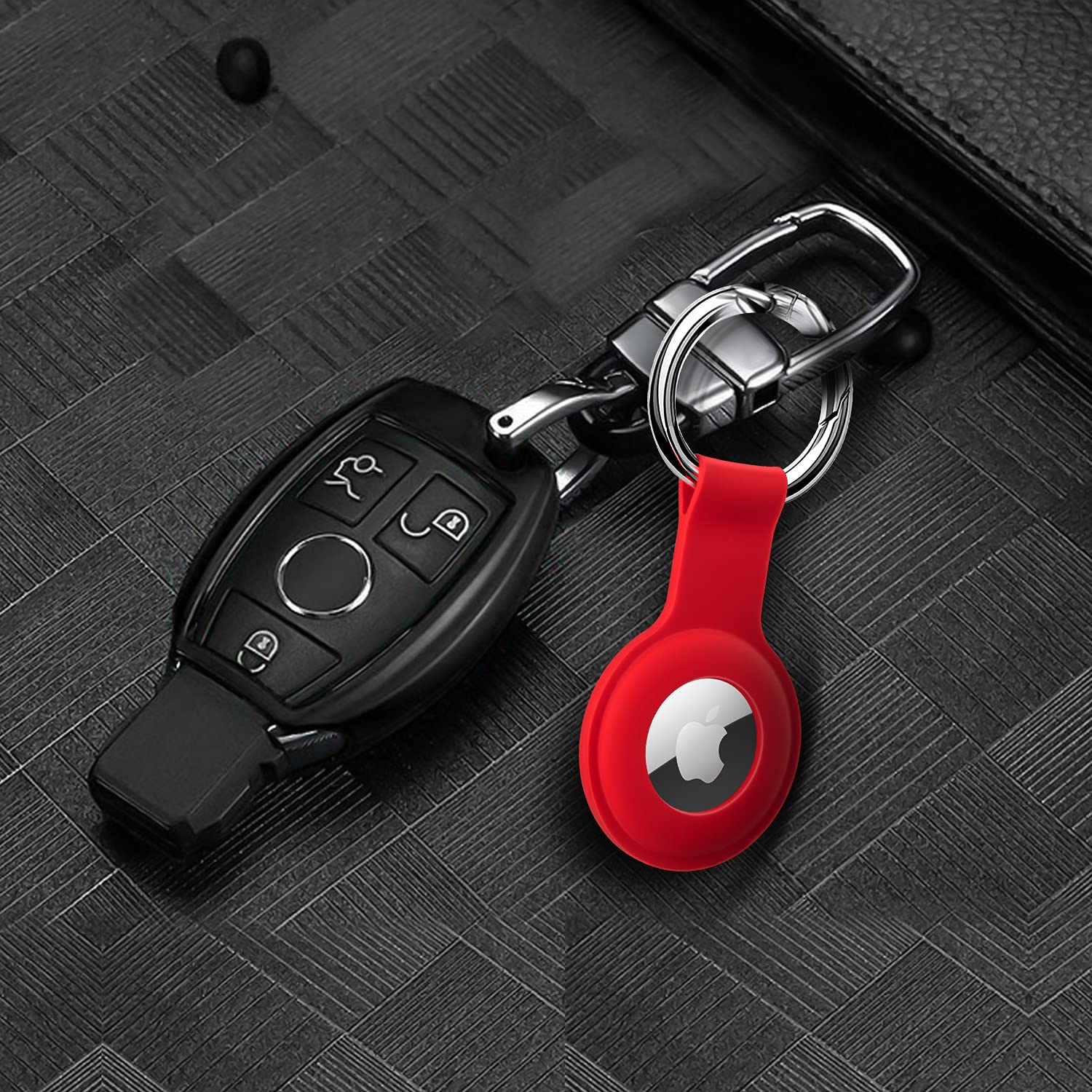 ColorCoral Ultra Light Silicone Sleeve Holder Case for AirTags Durable Anti-Scratch Protective Cover with Keychain Ring Accessory Compatible with Apple AirTags Red - View 5 of 9