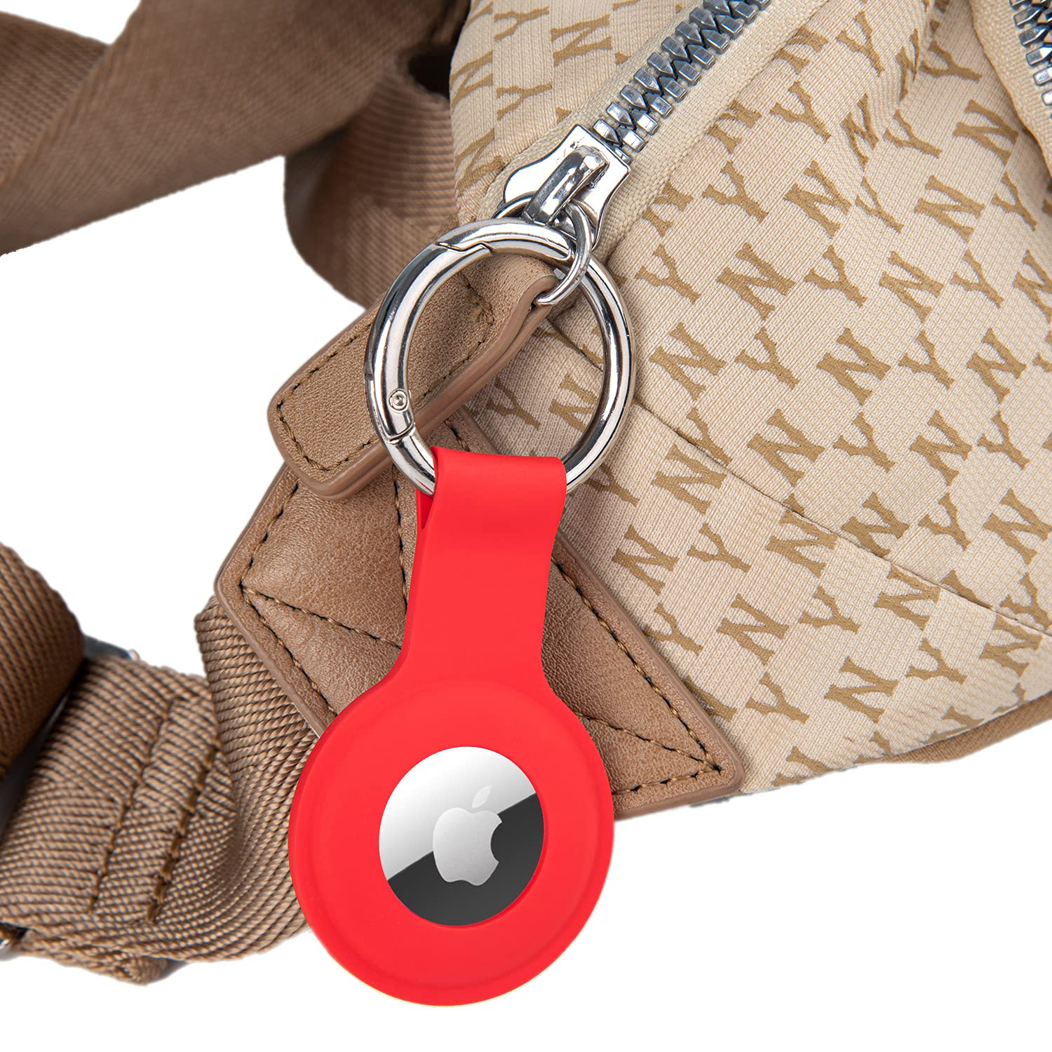 ColorCoral Ultra Light Silicone Sleeve Holder Case for AirTags Durable Anti-Scratch Protective Cover with Keychain Ring Accessory Compatible with Apple AirTags Red - View 6 of 9