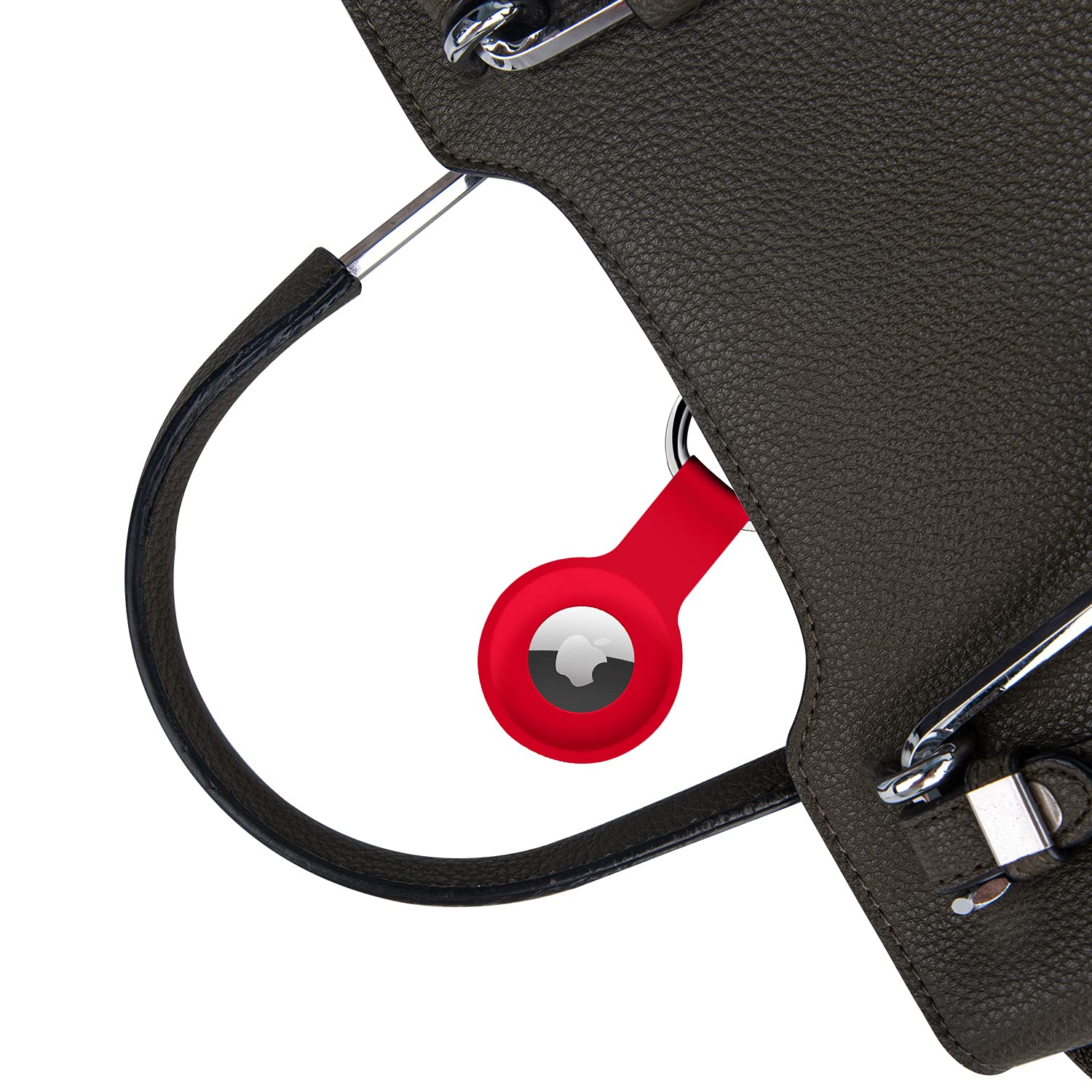 ColorCoral Ultra Light Silicone Sleeve Holder Case for AirTags Durable Anti-Scratch Protective Cover with Keychain Ring Accessory Compatible with Apple AirTags Red - View 7 of 9