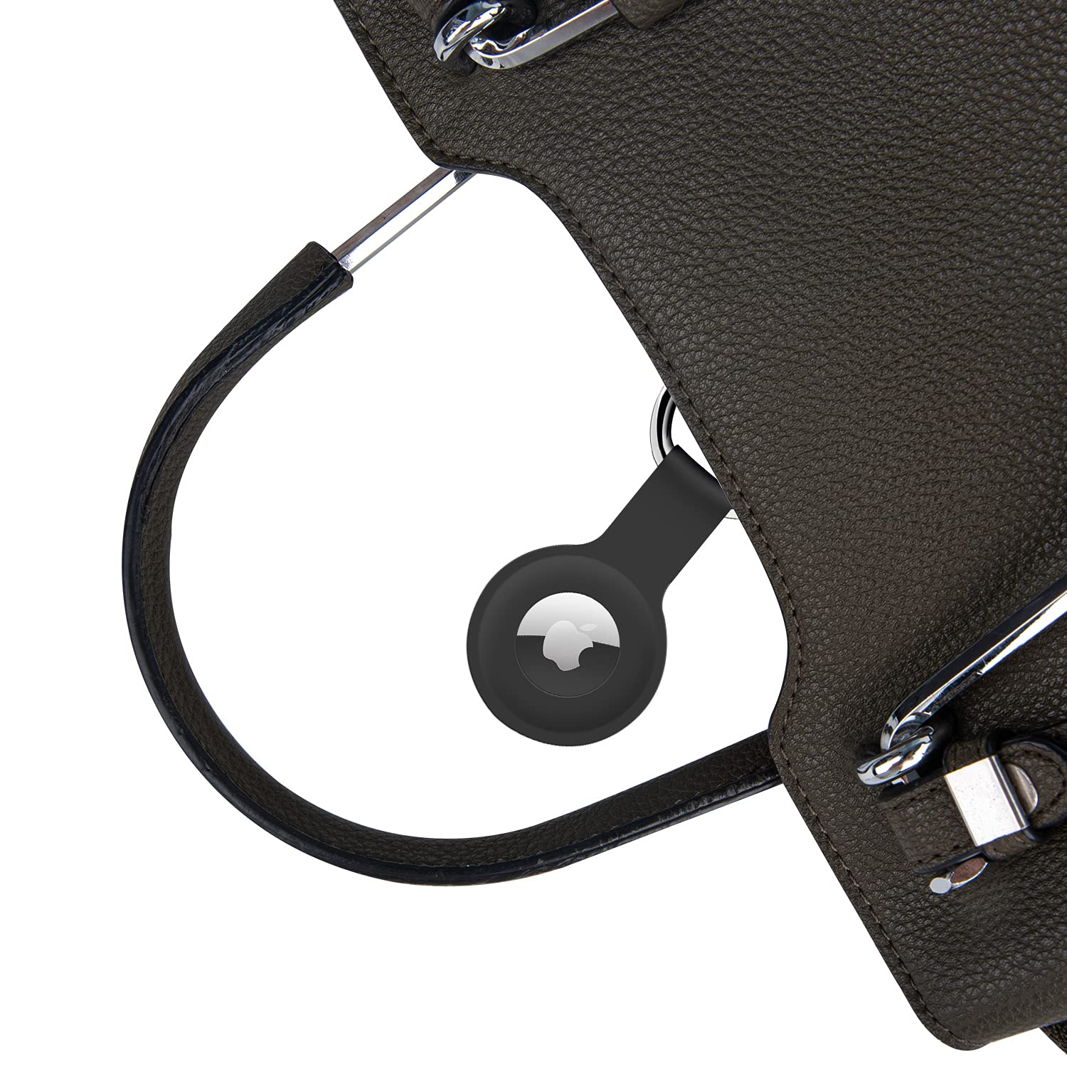 ColorCoral Ultra Light Silicone Holder Case for AirTags Durable Anti-Scratch Protective Skin Cover with Keychain Ring Compatible with Apple AirTags Black - View 5 of 9