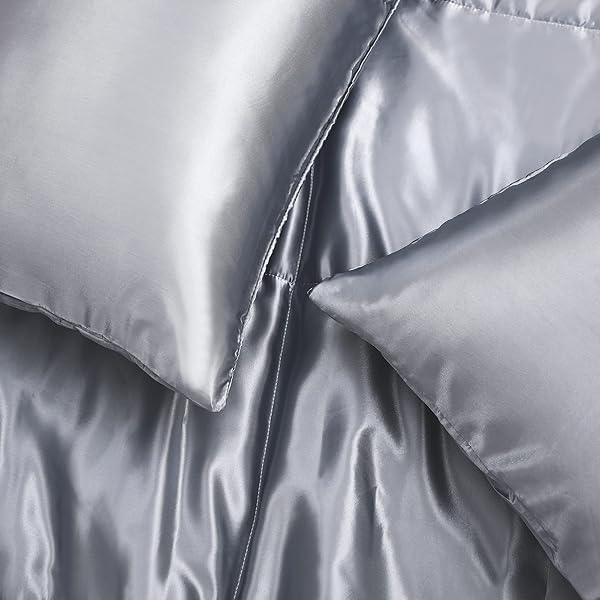 Whale Flotilla Whale Flotilla 3 Piece Reversible King Size Comforter Set Luxurious Satin Bedding with 2 Pillowcases Lightweight All Seasons Grey - View 7 of 8