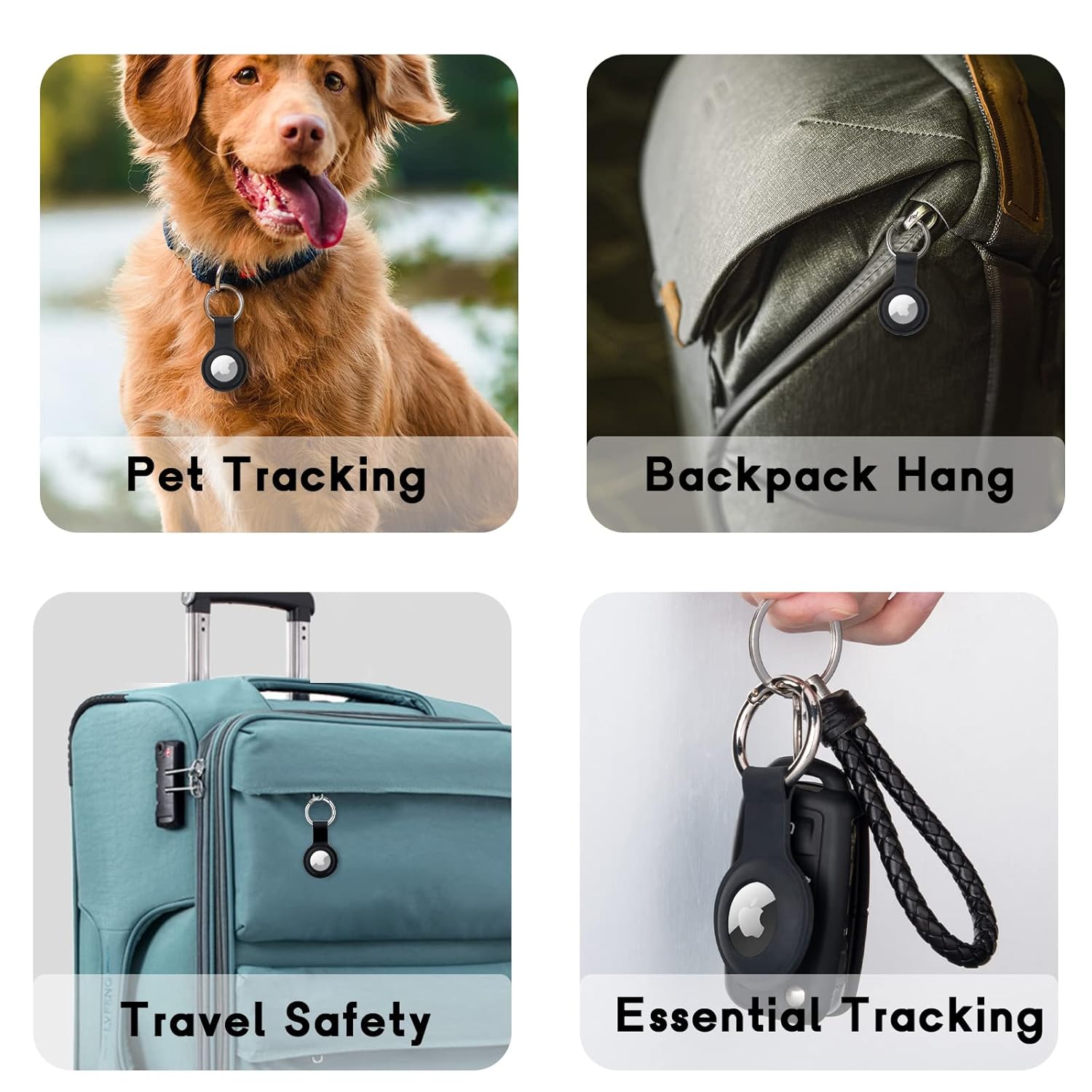 ColorCoral Ultra Light Silicone Holder Case for AirTags Durable Anti-Scratch Protective Skin Cover with Keychain Ring Compatible with Apple AirTags Green - View 7 of 9