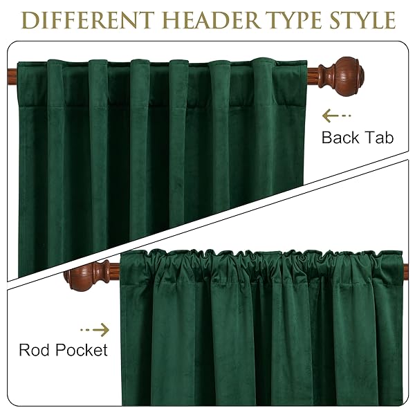 StangH StangH Dark Green Velvet Curtains 108 Inches Long Thermal Insulated Blackout Panels for Living Room and Bedroom Decor W52 x L108 2 Panels - View 3 of 9