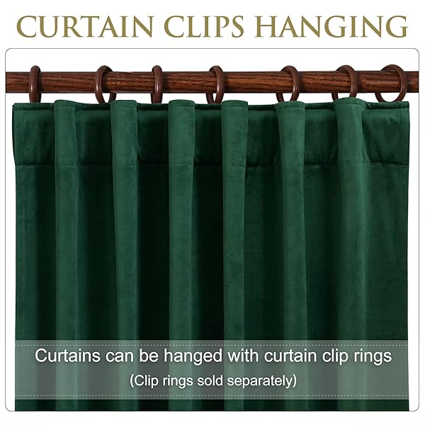 StangH StangH Dark Green Velvet Curtains 108 Inches Long Thermal Insulated Blackout Panels for Living Room and Bedroom Decor W52 x L108 2 Panels - View 4 of 9