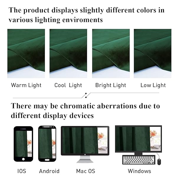 StangH StangH Dark Green Velvet Curtains 108 Inches Long Thermal Insulated Blackout Panels for Living Room and Bedroom Decor W52 x L108 2 Panels - View 7 of 9