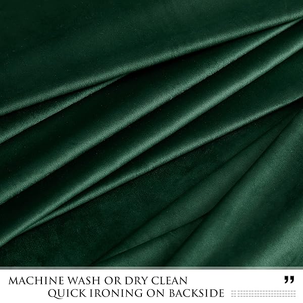 StangH StangH Dark Green Velvet Curtains 108 Inches Long Thermal Insulated Blackout Panels for Living Room and Bedroom Decor W52 x L108 2 Panels - View 8 of 9