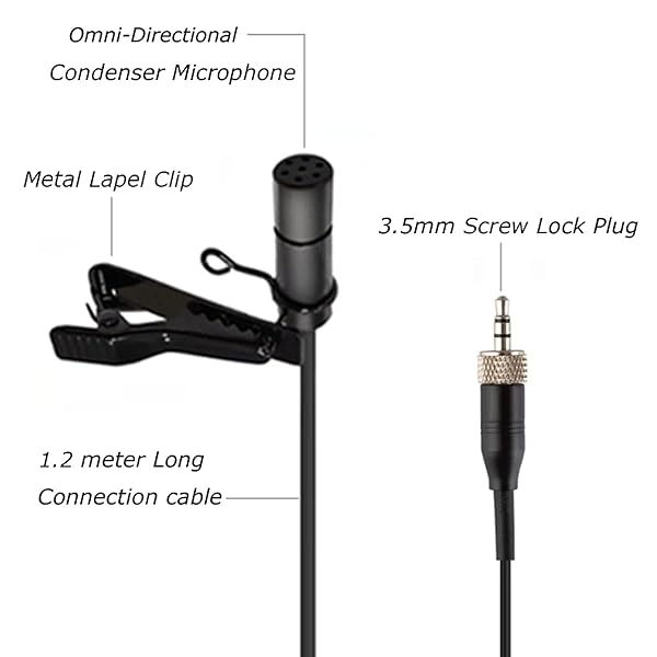 XGWTH XGWTH Lavalier Microphone: Omnidirectional Condenser Mic for Sennheiser Wireless Systems - 3.5mm Clip-On with Cap - View 6 of 9